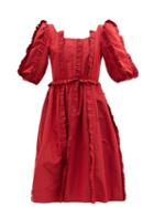 Matchesfashion.com Shrimps - Gabriel Flared Ruffled-taffeta Midi Dress - Womens - Red