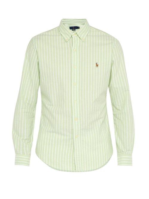 Matchesfashion.com Polo Ralph Lauren - Slim Fit Striped Cotton Shirt - Mens - Green