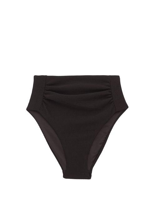 Matchesfashion.com Self-portrait - Gathered High-rise Bikini Briefs - Womens - Black