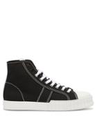 Ladies Shoes Primury - Divid Hi Recycled Cotton-canvas Trainers - Womens - Black White