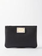 Dolce & Gabbana - Logo-plaque Grained-leather Pouch - Mens - Black