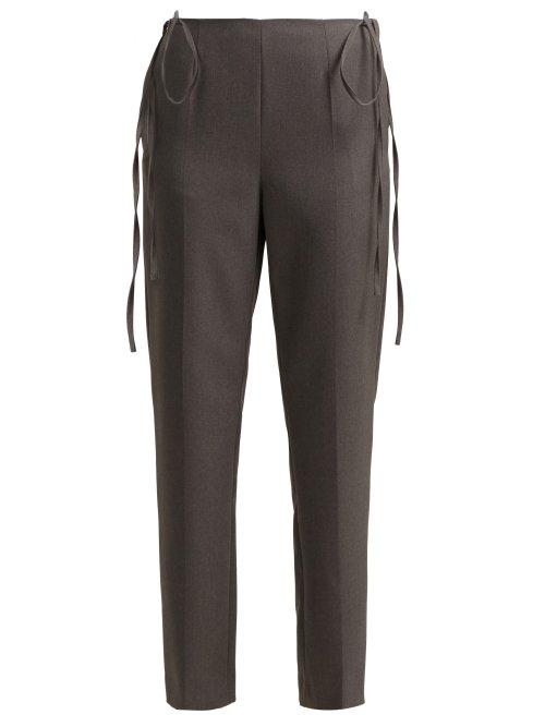 Matchesfashion.com Mm6 Maison Margiela - Side Tie Twill Trousers - Womens - Grey