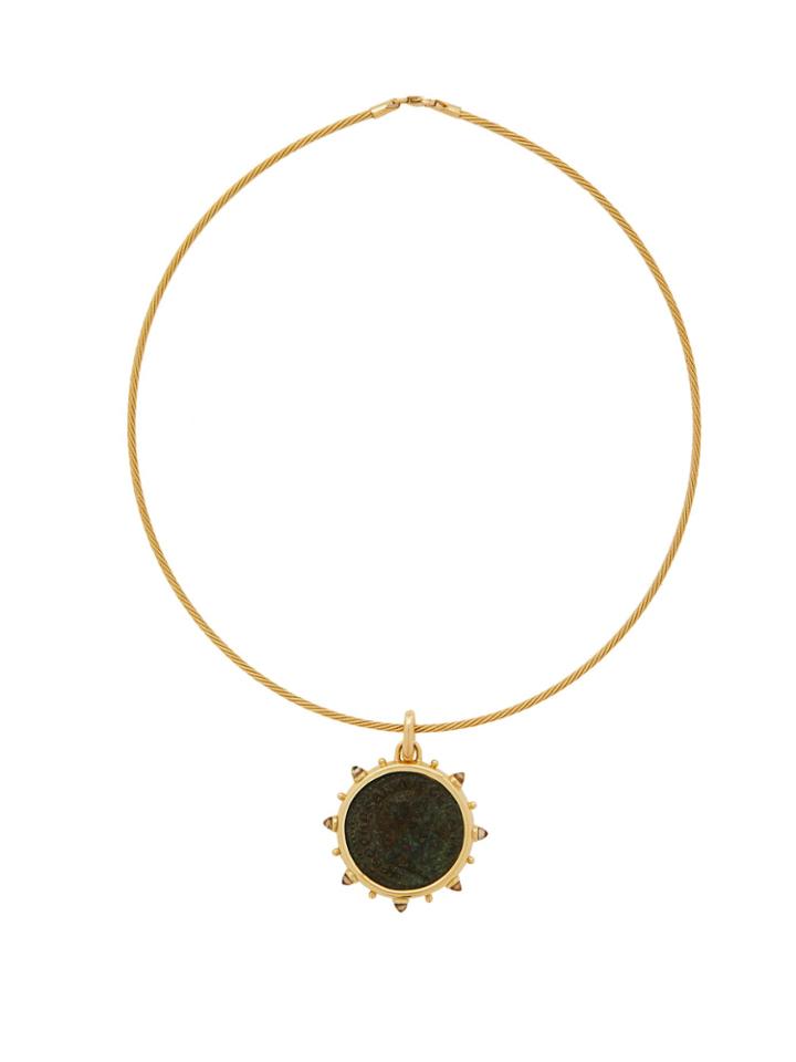 Dubini Nero 18kt Gold Coin And Moonstone Choker
