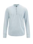 Matchesfashion.com Giorgio Armani - Quarter-zip Diamond-print Poplin Shirt - Mens - Light Blue