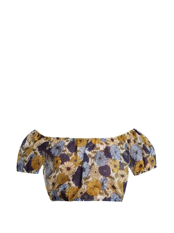 Lisa Marie Fernandez Leandra Floral-print Cotton Cropped Top