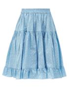 Matchesfashion.com Batsheva - Amy High-rise Floral-print Cotton Skirt - Womens - Blue