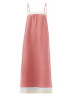 Matchesfashion.com Casa Raki - Vicky Organic-linen Midi Dress - Womens - Pink Multi