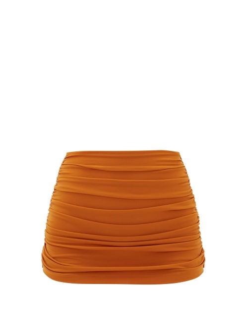Matchesfashion.com Norma Kamali - Bill Ruched High-rise Bikini Briefs - Womens - Bronze