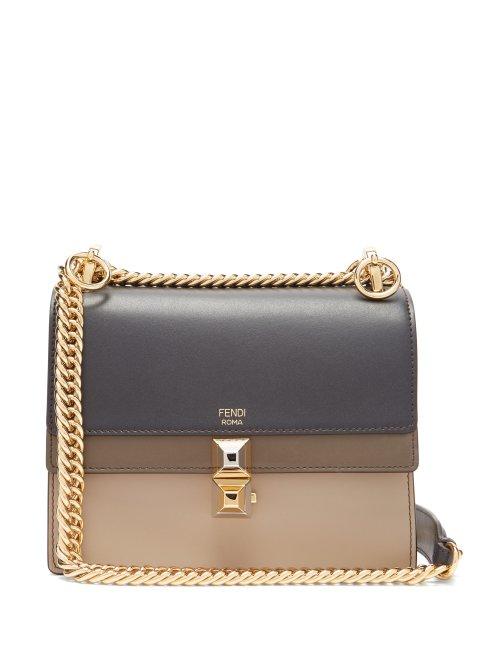 Matchesfashion.com Fendi - Kan I Stripe Small Leather Cross Body Bag - Womens - Navy Multi