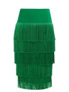 Matchesfashion.com Norma Kamali - Tiered Fringe Stretch Jersey Pencil Skirt - Womens - Green