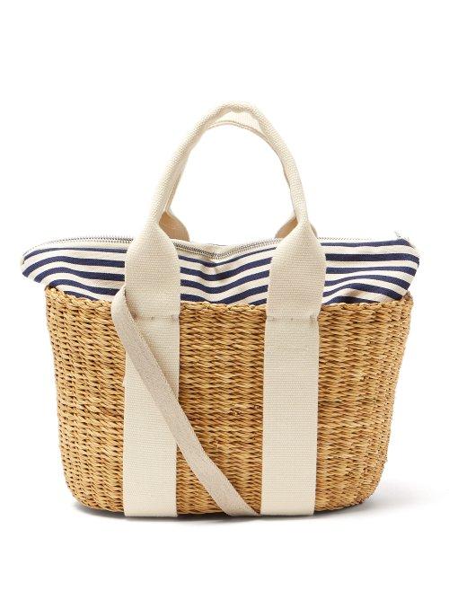 Matchesfashion.com Muu - Caba Mini Canvas And Woven Straw Bag - Womens - Navy Multi