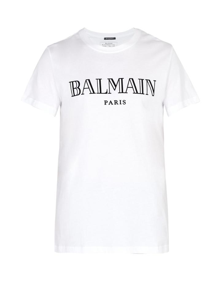 Balmain Logo-flocked Cotton-jersey T-shirt