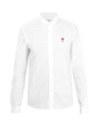 Ami Logo-embroidered Long-sleeved Cotton Shirt
