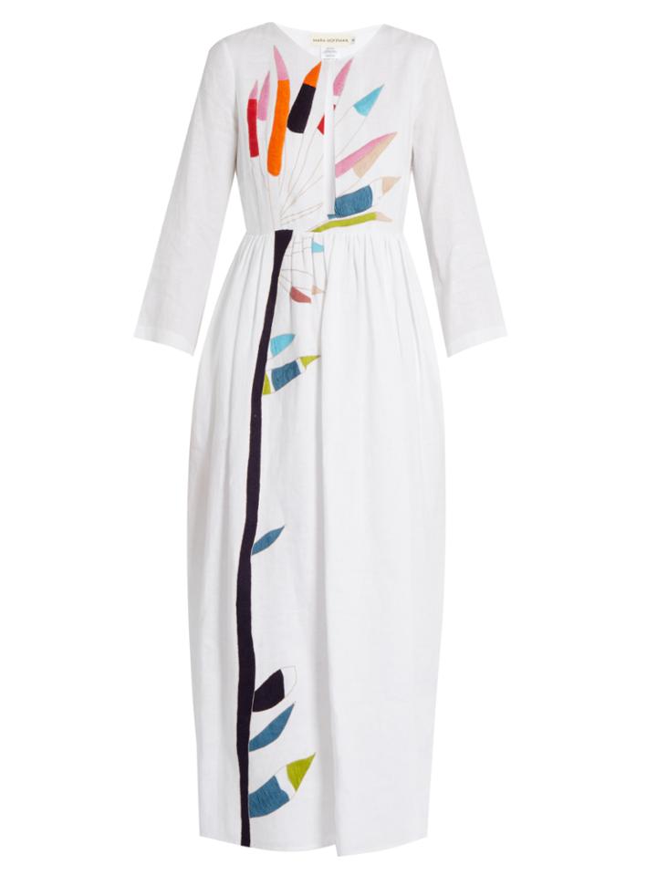Mara Hoffman Xylophone-embroidered Midi Linen Dress