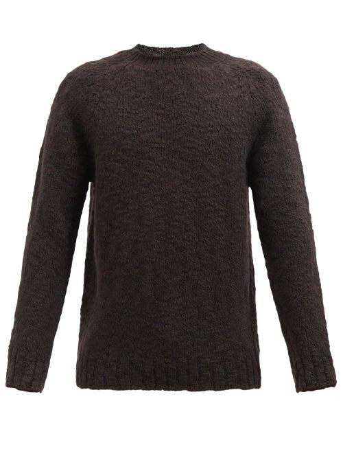 Auralee - Raglan-sleeve Slubbed-wool Sweater - Mens - Dark Brown