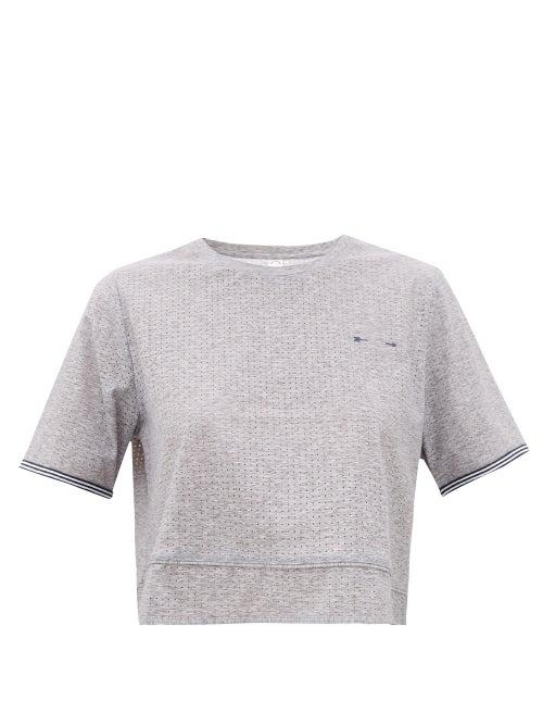 Matchesfashion.com The Upside - Whitney Cropped Stretch-technical T-shirt - Womens - Grey