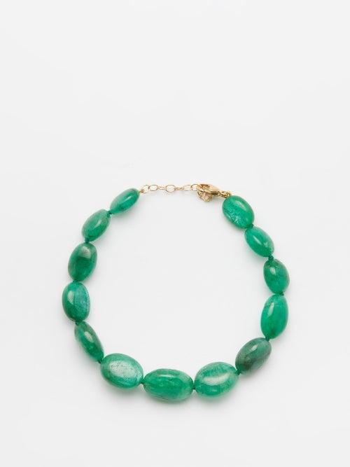 Jia Jia - Arizona Candy Emerald & 14kt Gold Beaded Bracelet - Womens - Green