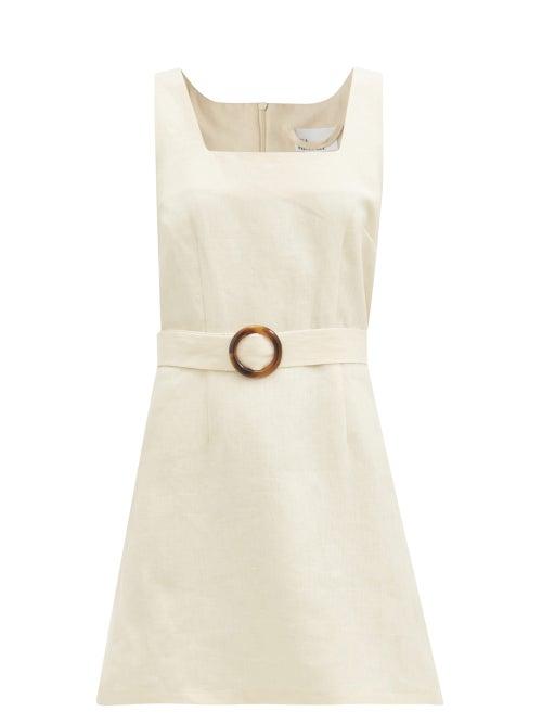 Matchesfashion.com Lisa Marie Fernandez - Charlotte Belted Linen Mini Dress - Womens - Cream