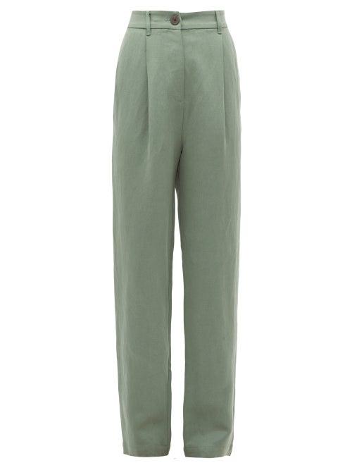 Matchesfashion.com Mara Hoffman - Dita High Rise Twill Trousers - Womens - Green