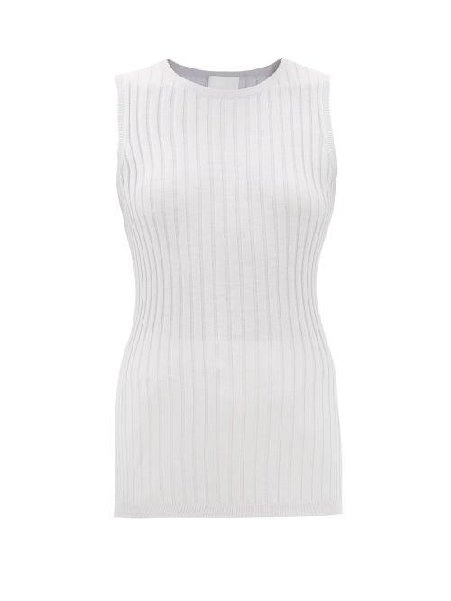 Allude - Ribbed Cotton-blend Tank Top - Womens - Light Grey