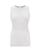 Allude - Ribbed Cotton-blend Tank Top - Womens - Light Grey