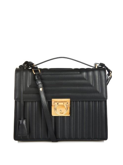 Salvatore Ferragamo Marisol Wave Leather Shoulder Bag