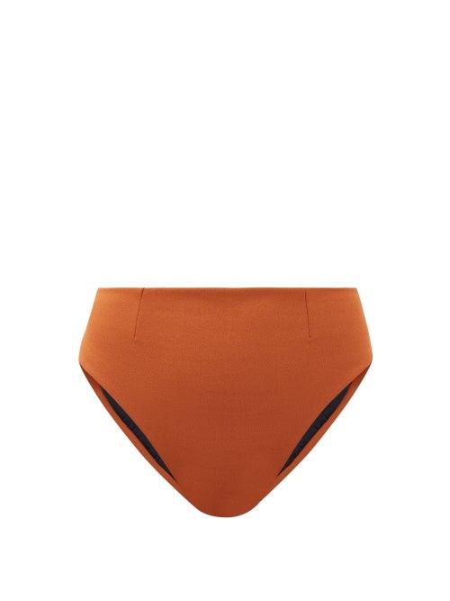 Matchesfashion.com Haight - Vintage High-rise Crepe Bikini Briefs - Womens - Brown