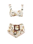Matchesfashion.com Adriana Degreas - High-rise Leopard Orchid-print Bikini - Womens - White Print