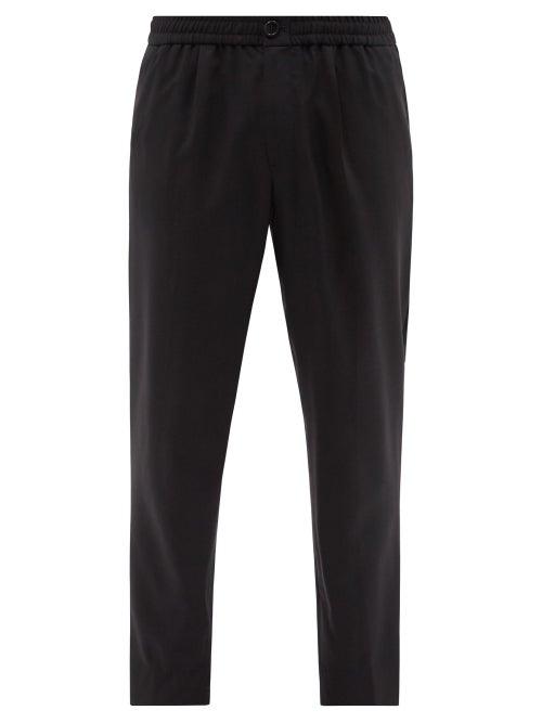 Ami - Tapered-leg Wool-poplin Trousers - Mens - Black