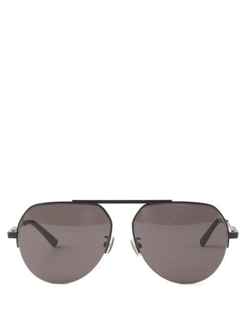 Bottega Eyewear - Aviator Metal Sunglasses - Mens - Black Multi