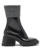 Chlo - Betty Ribbed-knit & Rubber Boots - Womens - Black