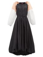 Matchesfashion.com Staud - Colour Block Cotton Blend Midi Dress - Womens - Black Multi