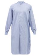 Charvet - Stand-collar Striped Cotton-poplin Tunic - Mens - Blue White