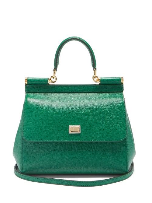 Dolce & Gabbana - Sicily Small Grained-leather Cross-body Bag - Womens - Green