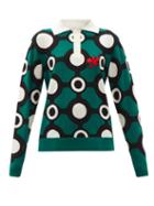 Matchesfashion.com Charles Jeffrey Loverboy - Circle-intarsia Merino-wool Rugby Shirt - Womens - Dark Green