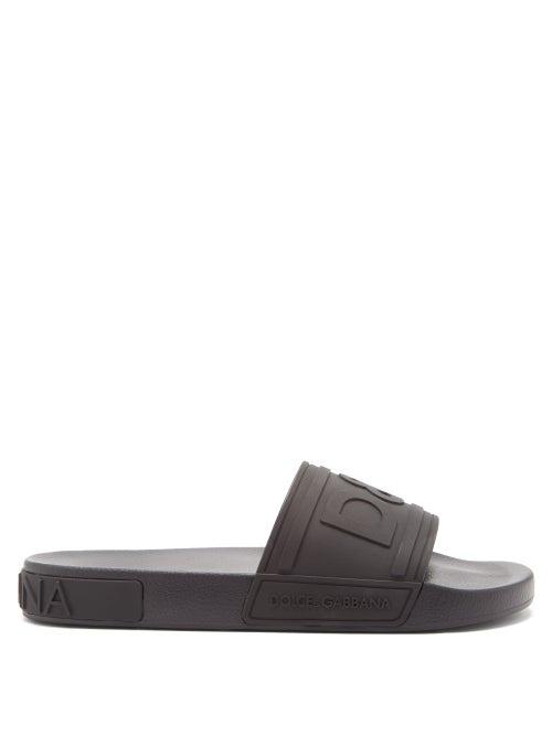 Matchesfashion.com Dolce & Gabbana - Logo-embossed Rubber Slides - Mens - Black
