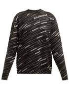 Matchesfashion.com Balenciaga - Logo Intarsia Crew Neck Sweater - Womens - Black White