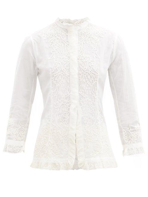 Matchesfashion.com Mimi Prober - Megan Embroidered Organic Cotton Blouse - Womens - White