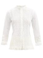 Matchesfashion.com Mimi Prober - Megan Embroidered Organic Cotton Blouse - Womens - White