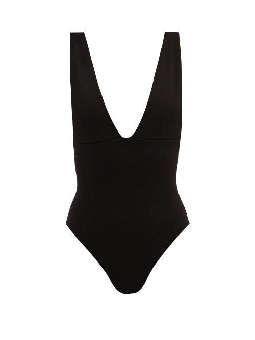 Matchesfashion.com Haight - Raquel V-neck Crepe Swimsuit - Womens - Black