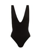 Matchesfashion.com Haight - Raquel V-neck Crepe Swimsuit - Womens - Black