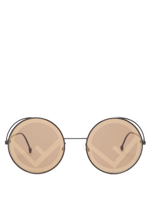 Matchesfashion.com Fendi - Fendirama Round Metal & Acetate Sunglasses - Womens - Black