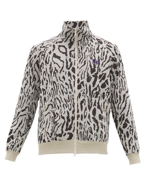 Matchesfashion.com Needles - Leopard Print Cotton Blend Track Jacket - Mens - Black White