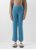 The Elder Statesman - Rope Stitch Knitted Cashmere Trousers - Womens - Blue
