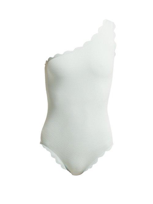 Matchesfashion.com Marysia - Santa Barbara Scallop Edged Swimsuit - Womens - Light Blue