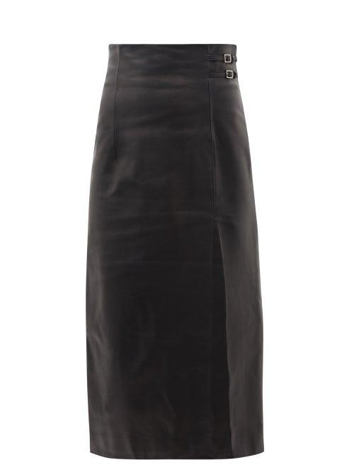 Ladies Rtw 16arlington - Davao Buckled Leather Skirt - Womens - Black