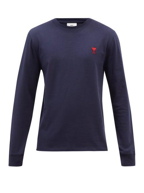 Ami - Ami De Caur-logo Organic-cotton Jersey T-shirt - Mens - Navy