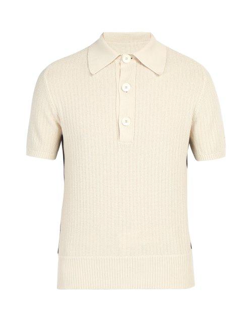 Matchesfashion.com Etro - Contrast Panel Cotton Polo Shirt - Mens - Beige