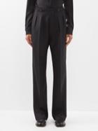 Maison Margiela - High-rise Pleated Wide-leg Trousers - Womens - Black