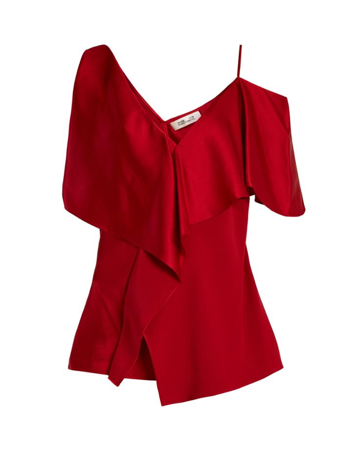 Diane Von Furstenberg Asymmetric Cut-out Shoulder Top